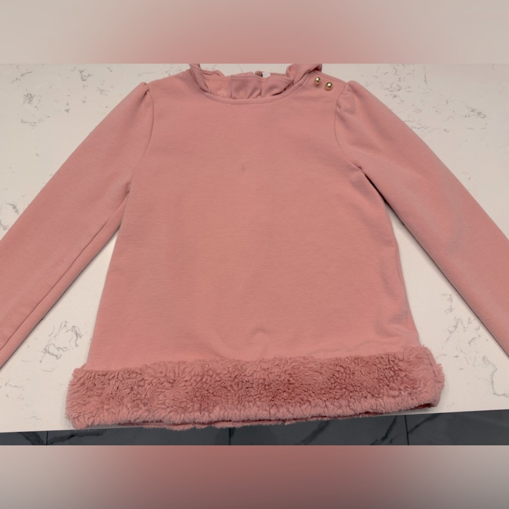 Janie & Jack Pink Fur Sweatshirt Size 8